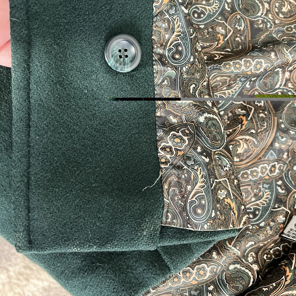 Vintage Wool Coat Women 8P Hunter Green Double Breasted Trench 90s Capsule Puff - Picture 10 of 15